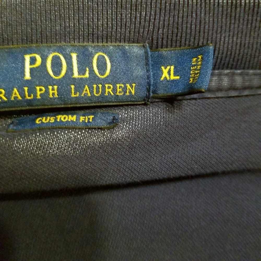 Ralph Lauren Polo Shirt Navy Blue and Red Trim M XL